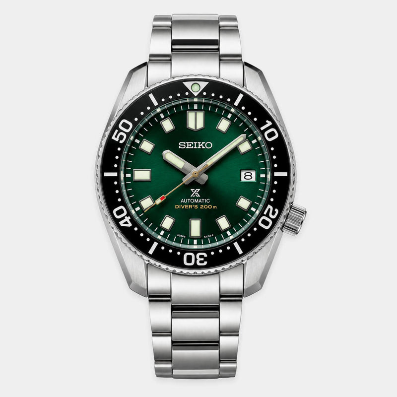  Seiko SPB207 green automatic mod watch with stainless steel bracelet